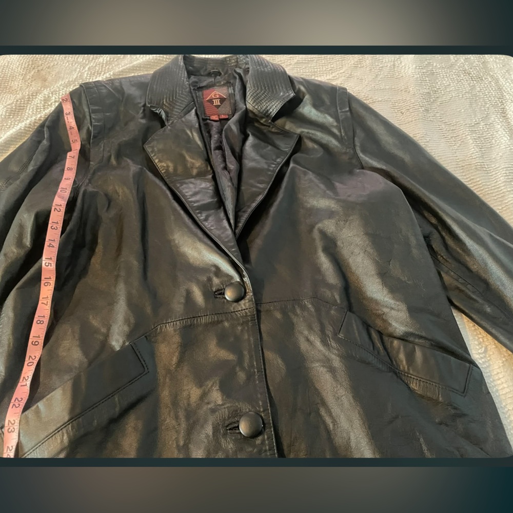 Vintage G-III Black Korean leather trench coat